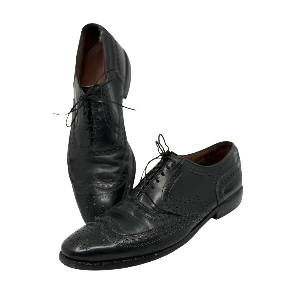 Allen Edmonds McAllister Mens Black Leather Wingtip Oxford Dress Shoes 9.5 B